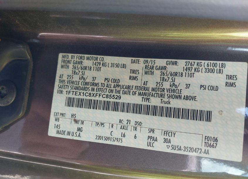 Photo 9 of 2015 Ford F-150 XLT (VIN 1FTEX1C8XFFC85529)