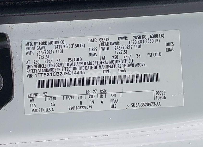 Photo 9 of 2018 Ford F-150 XL (VIN 1FTEX1CB2JFE14495)