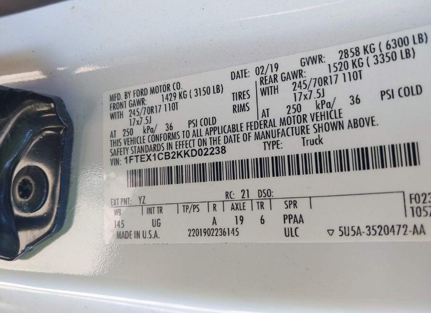 Photo 9 of 2019 Ford F-150 XLT (VIN 1FTEX1CB2KKD02238)