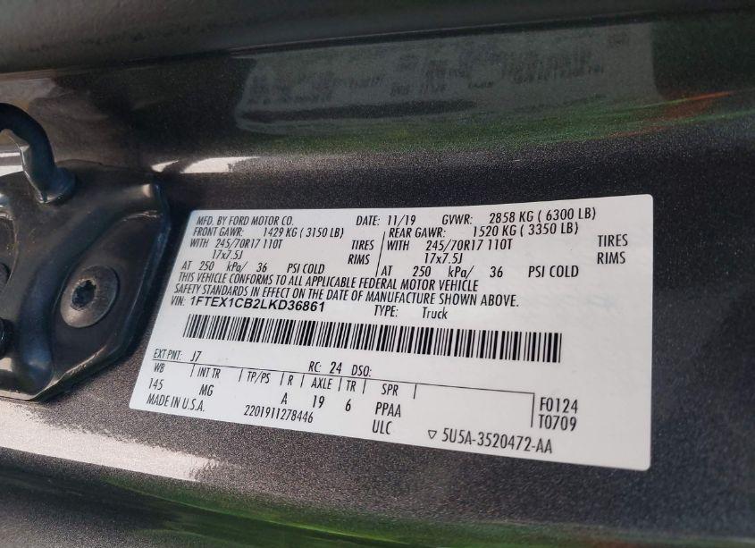 Photo 9 of 2020 Ford F-150 XLT (VIN 1FTEX1CB2LKD36861)