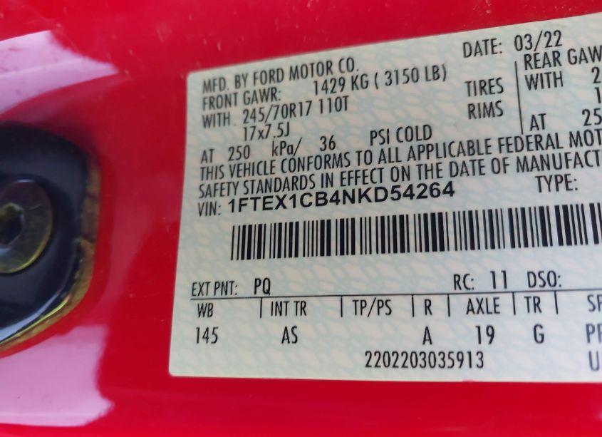 Photo 9 of 2022 Ford F-150 XL (VIN 1FTEX1CB4NKD54264)