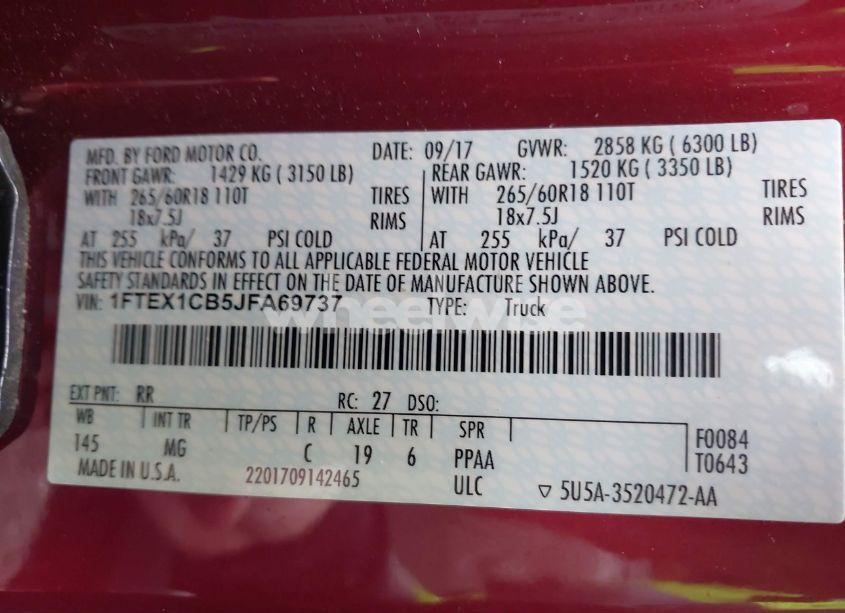 Photo 9 of 2018 Ford F-150 XLT (VIN 1FTEX1CB5JFA69737)