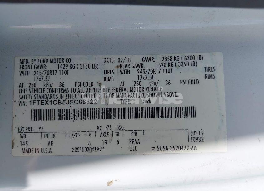 Photo 9 of 2018 Ford F-150 XL (VIN 1FTEX1CB5JFC08622)