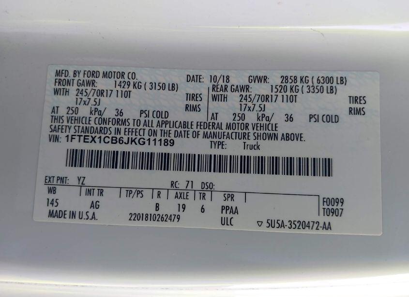 Photo 9 of 2018 Ford F-150 XL (VIN 1FTEX1CB6JKG11189)