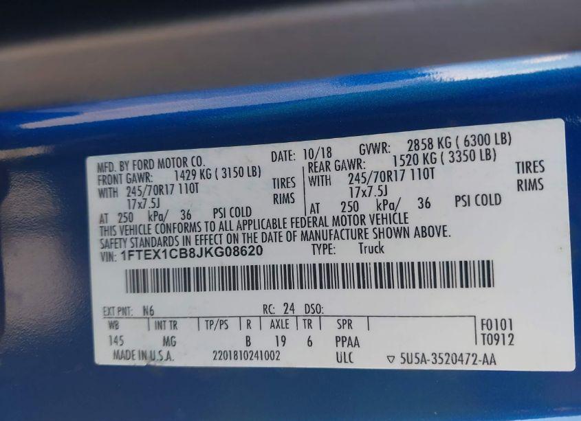 Photo 9 of 2018 Ford F-150 XLT (VIN 1FTEX1CB8JKG08620)