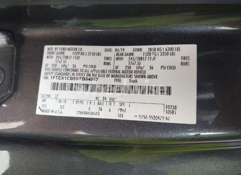 Photo 9 of 2019 Ford F-150 XLT (VIN 1FTEX1CB8KFB64987)