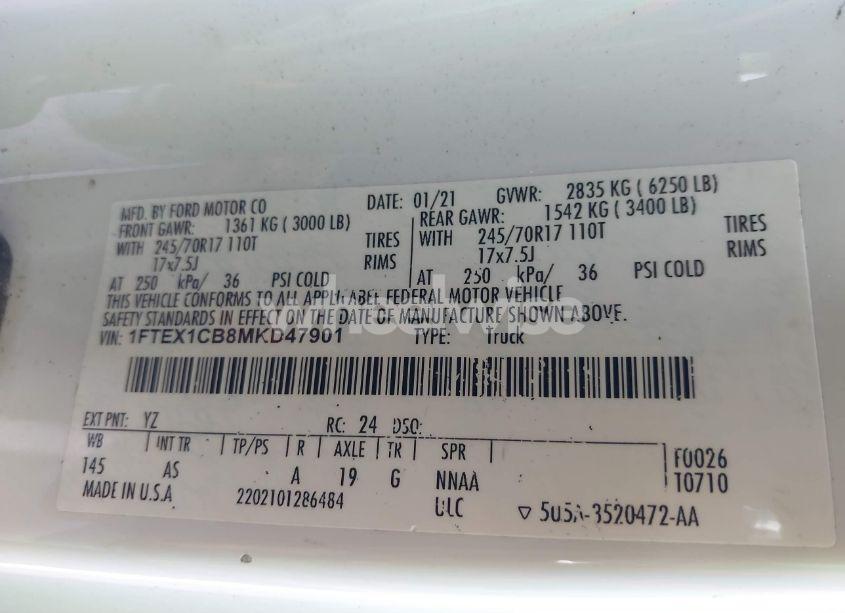 Photo 9 of 2021 Ford F-150 XL (VIN 1FTEX1CB8MKD47901)