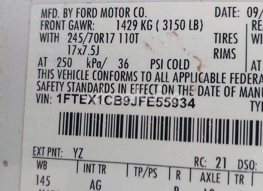 Photo 9 of 2018 Ford F-150 XL (VIN 1FTEX1CB9JFE55934)