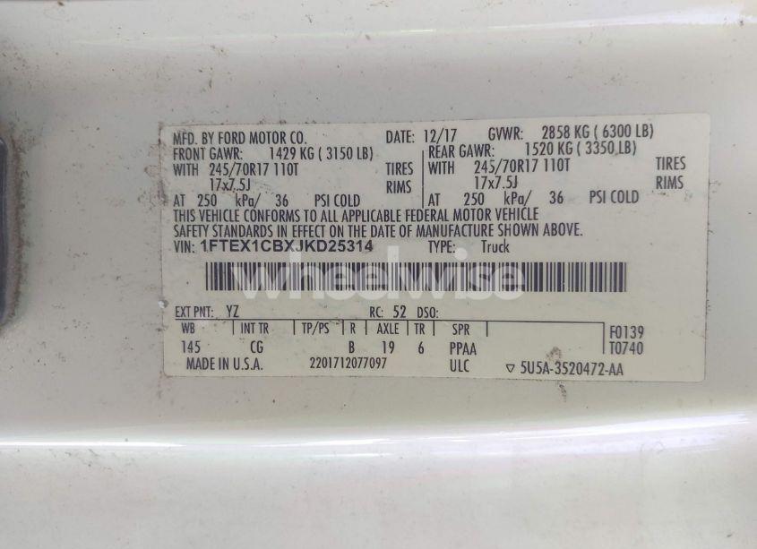 Photo 4 of 2018 Ford F-150 XL (VIN 1FTEX1CBXJKD25314)