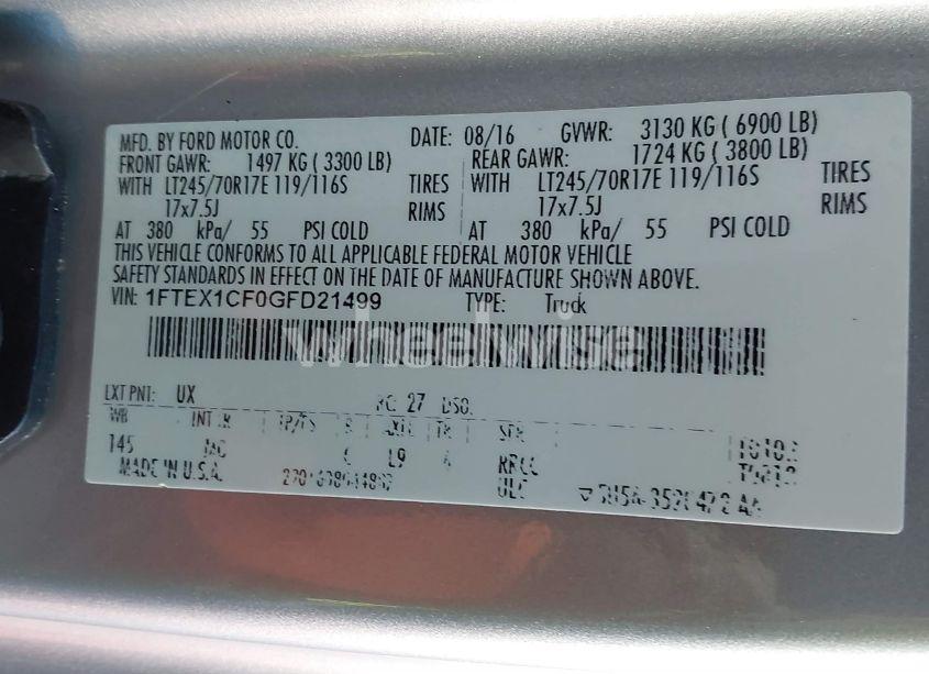 Photo 9 of 2016 Ford F-150 XLT (VIN 1FTEX1CF0GFD21499)