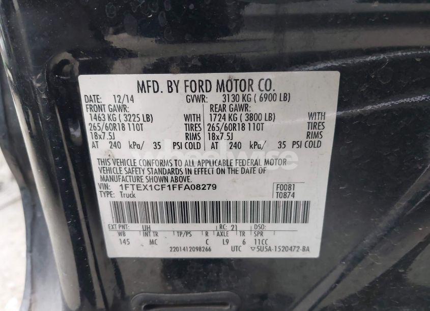 Photo 9 of 2015 Ford F-150 XLT (VIN 1FTEX1CF1FFA08279)