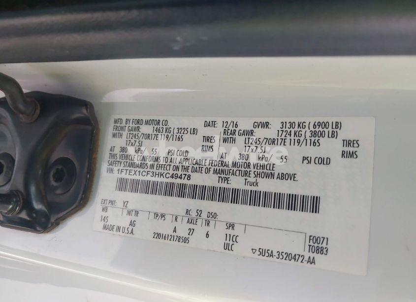 Photo 8 of 2017 Ford F-150 XL (VIN 1FTEX1CF3HKC49478)