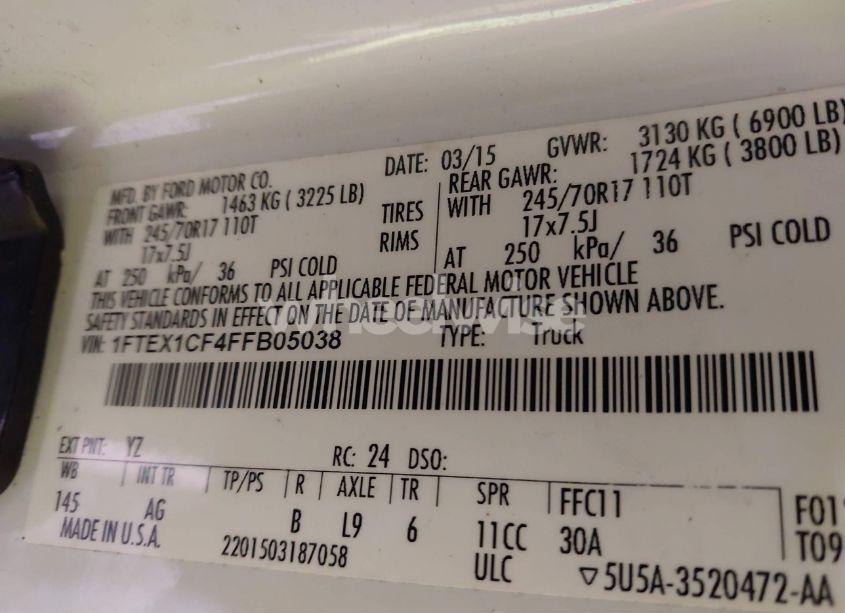 Photo 9 of 2015 Ford F-150 XL (VIN 1FTEX1CF4FFB05038)