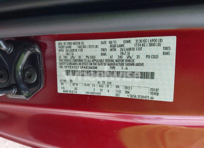 Photo 9 of 2015 Ford F-150 XLT (VIN 1FTEX1CF5FKE34306)