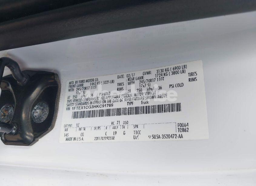 Photo 9 of 2017 Ford F-150 XL (VIN 1FTEX1CG3HKC91769)