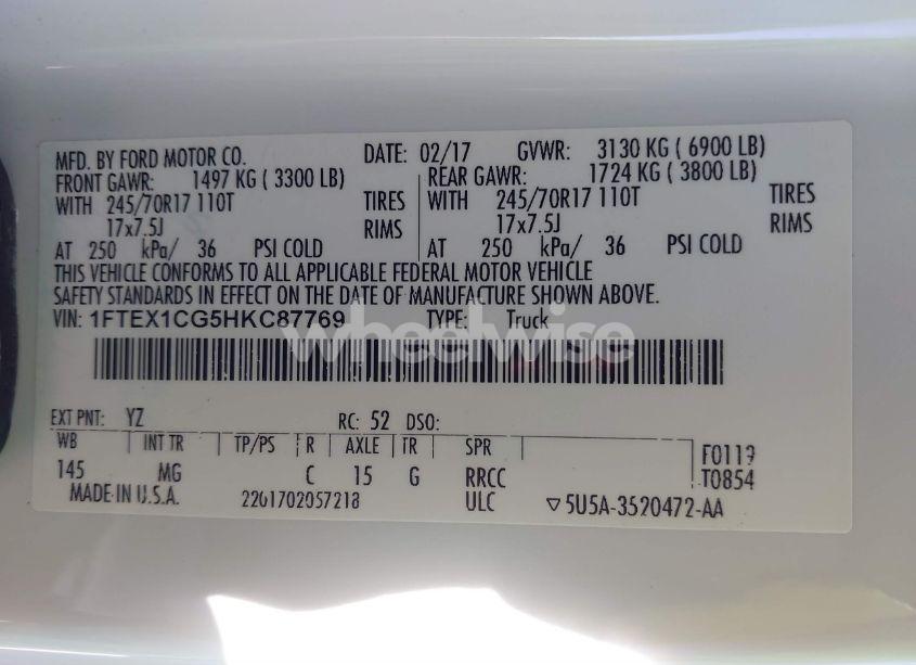 Photo 9 of 2017 Ford F-150 XLT (VIN 1FTEX1CG5HKC87769)
