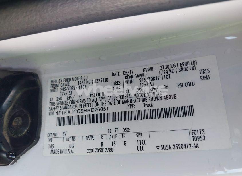 Photo 9 of 2017 Ford F-150 XLT (VIN 1FTEX1CG9HKD76051)