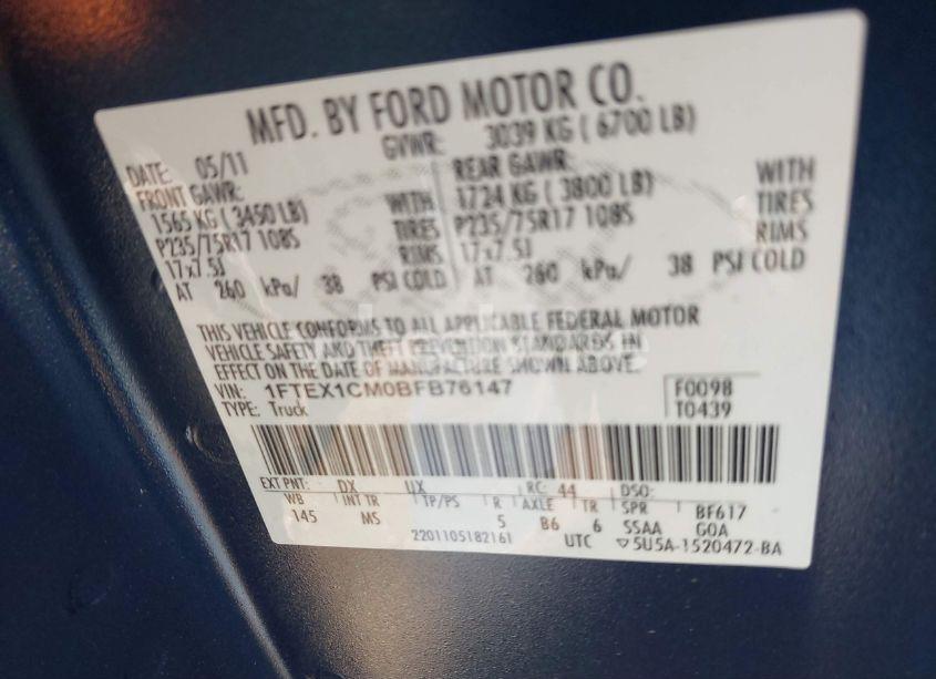 Photo 9 of 2011 Ford F-150 XLT (VIN 1FTEX1CM0BFB76147)