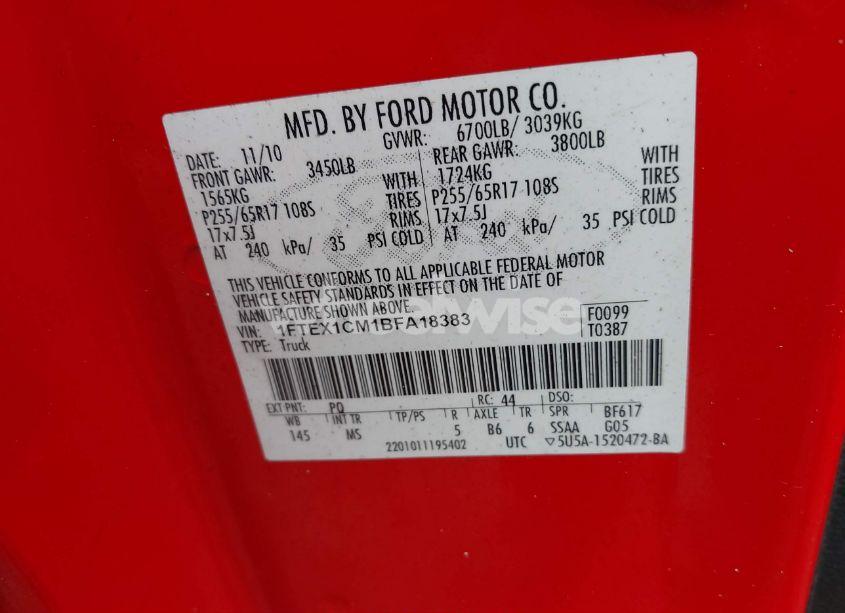 Photo 9 of 2011 Ford F-150 XLT (VIN 1FTEX1CM1BFA18383)