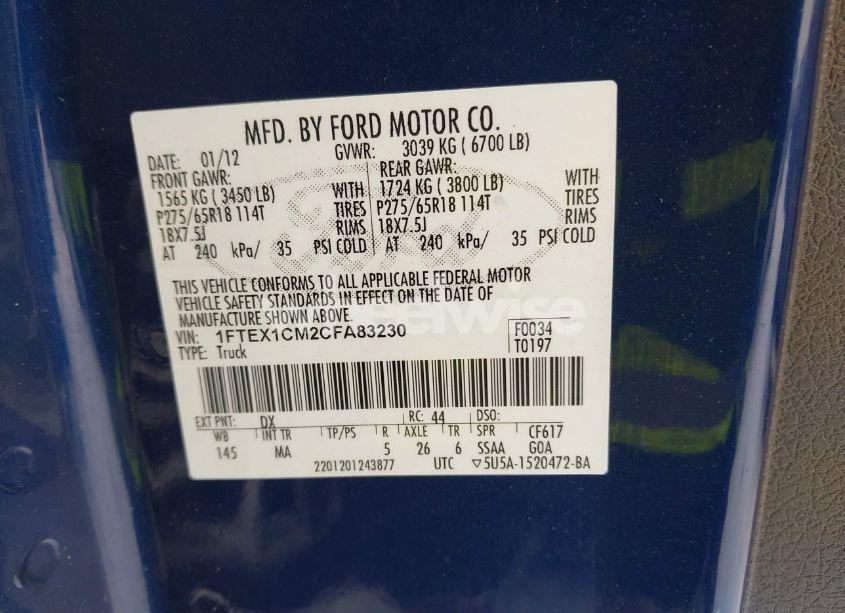 Photo 9 of 2012 Ford F-150 XLT (VIN 1FTEX1CM2CFA83230)