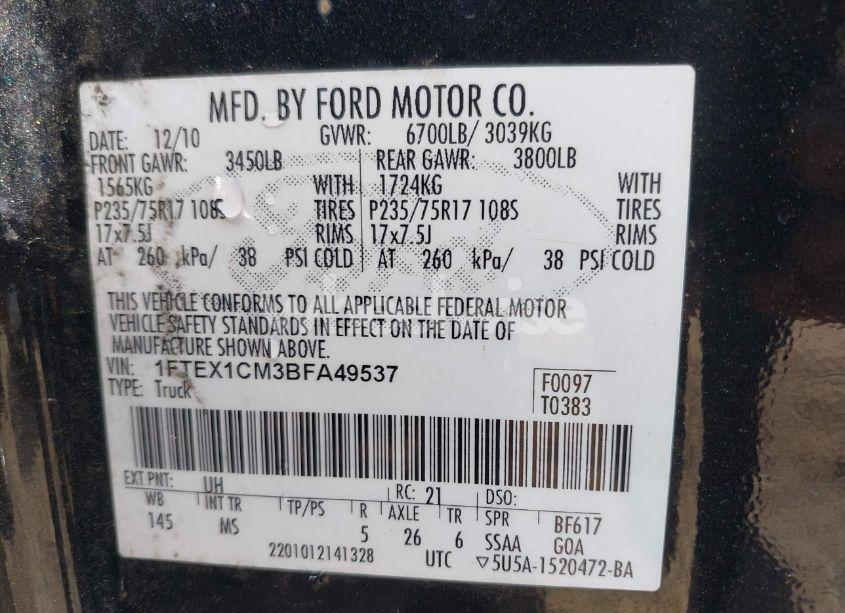 Photo 9 of 2011 Ford F-150 XLT (VIN 1FTEX1CM3BFA49537)