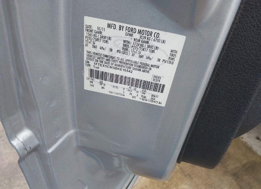 Photo 9 of 2011 Ford F-150 XLT (VIN 1FTEX1CM3BKE16542)