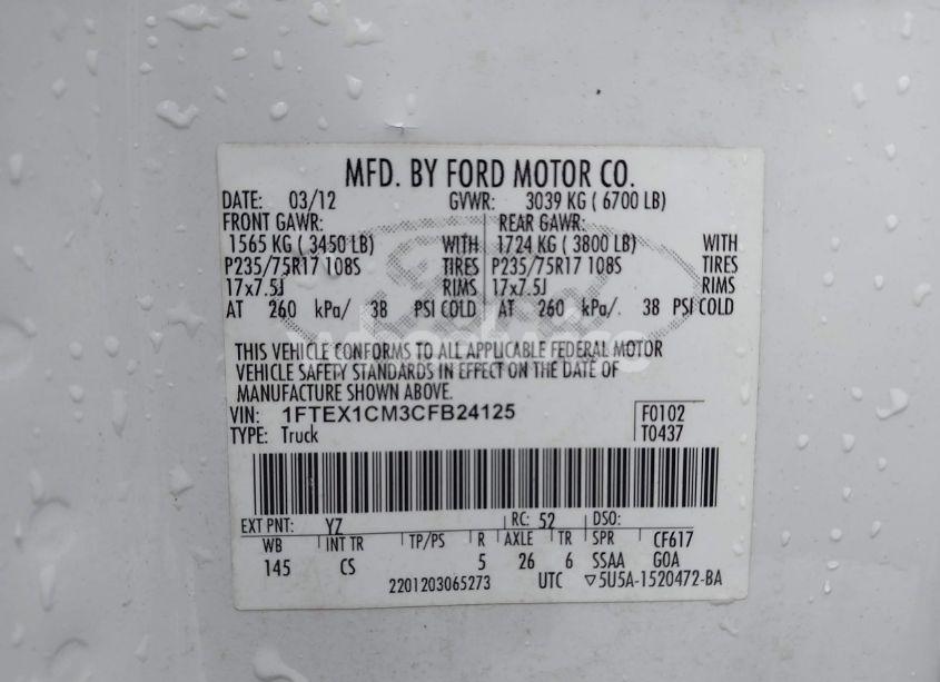 Photo 9 of 2012 Ford F-150 XL (VIN 1FTEX1CM3CFB24125)