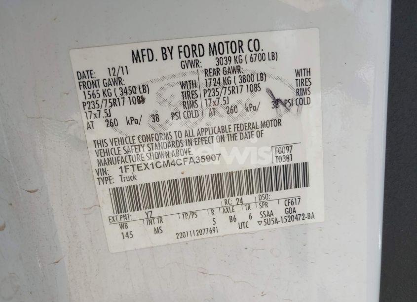 Photo 9 of 2012 Ford F-150 XLT (VIN 1FTEX1CM4CFA35907)