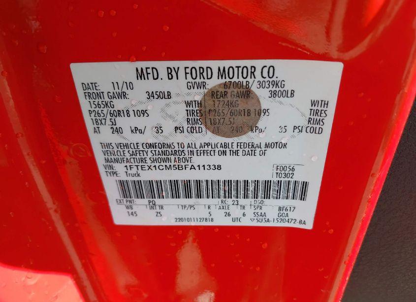 Photo 9 of 2011 Ford F-150 XLT (VIN 1FTEX1CM5BFA11338)