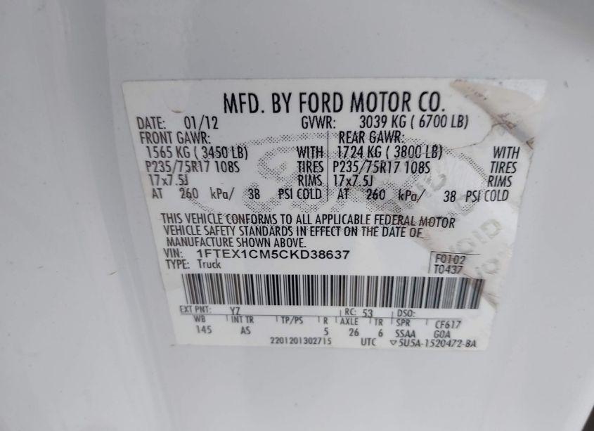 Photo 9 of 2012 Ford F-150 XL (VIN 1FTEX1CM5CKD38637)