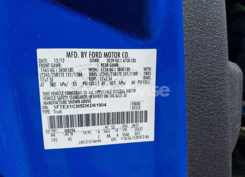 Photo 9 of 2013 Ford F-150 XL (VIN 1FTEX1CM5DKD61904)