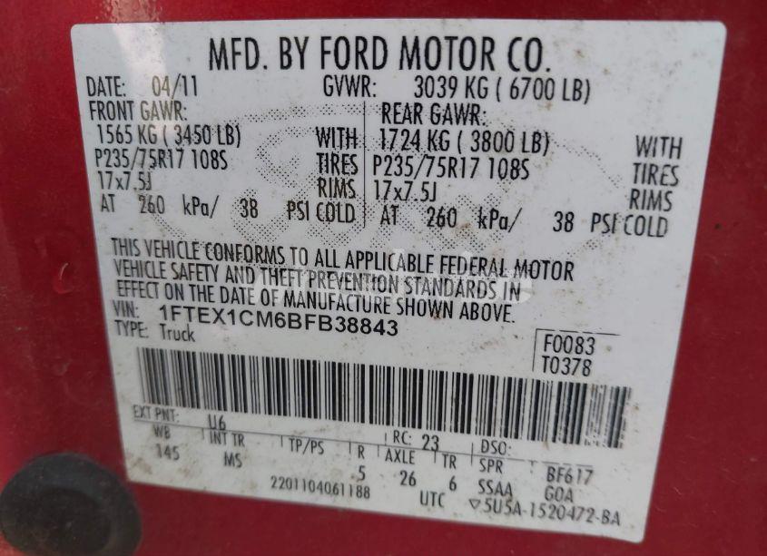 Photo 9 of 2011 Ford F-150 XLT (VIN 1FTEX1CM6BFB38843)