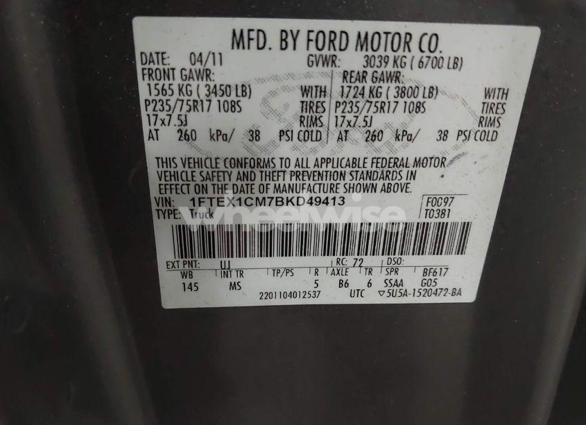 Photo 9 of 2011 Ford F-150 STX/XL/XLT (VIN 1FTEX1CM7BKD49413)