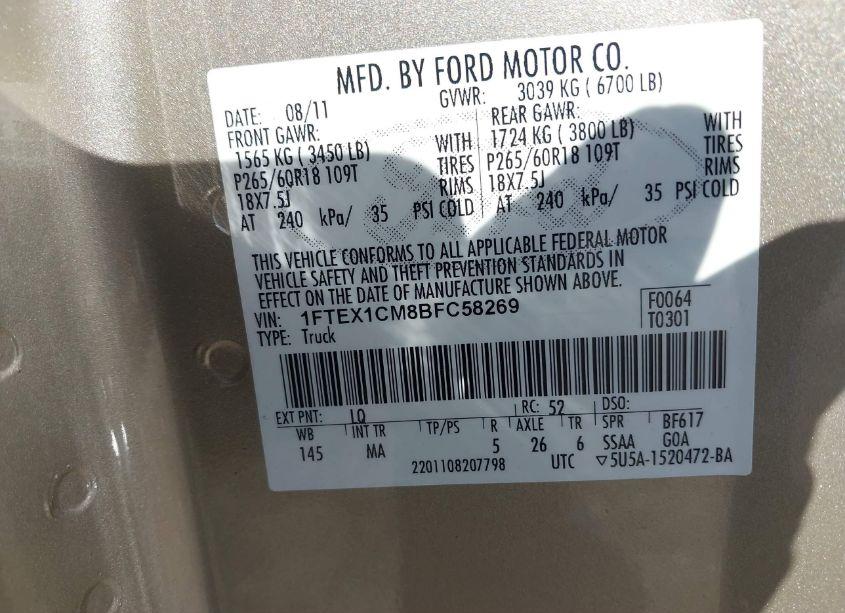 Photo 9 of 2011 Ford F-150 XLT (VIN 1FTEX1CM8BFC58269)