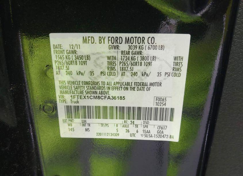 Photo 9 of 2012 Ford F-150 XLT (VIN 1FTEX1CM8CFA36185)