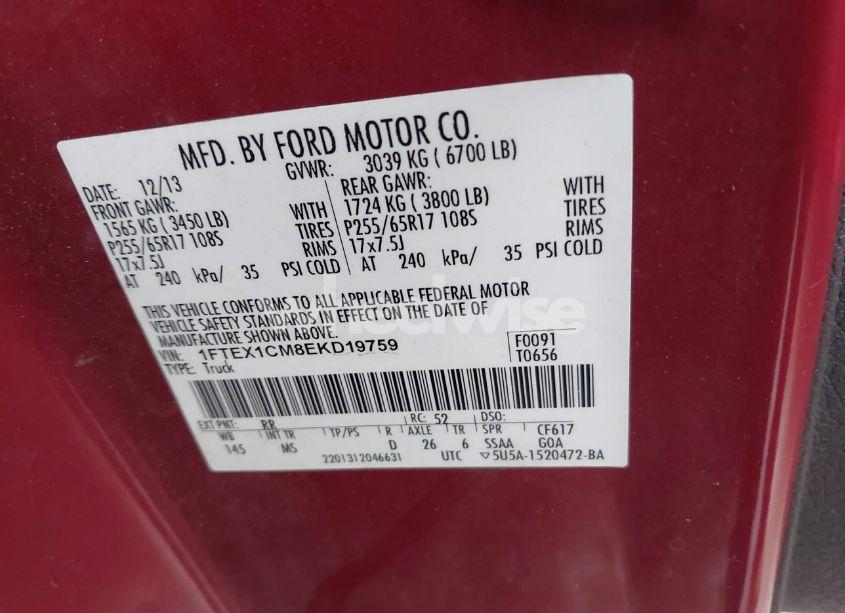 Photo 9 of 2014 Ford F-150 XLT (VIN 1FTEX1CM8EKD19759)