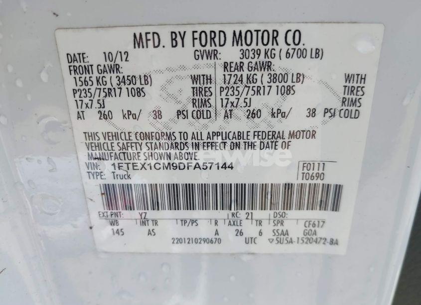 Photo 9 of 2013 Ford F-150 XL (VIN 1FTEX1CM9DFA57144)