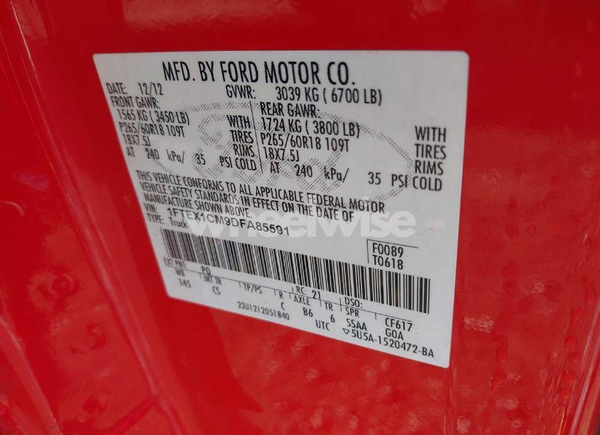 Photo 9 of 2013 Ford F-150 STX (VIN 1FTEX1CM9DFA85591)