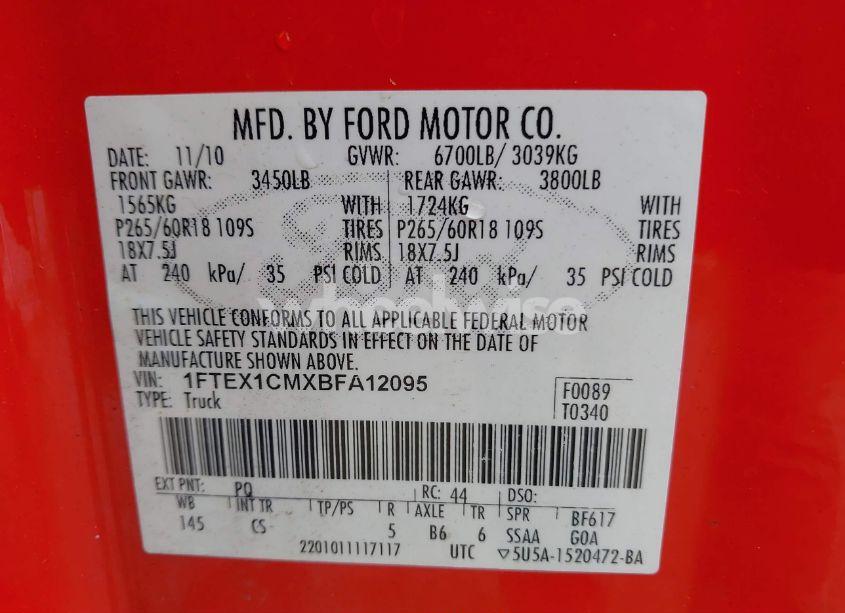 Photo 9 of 2011 Ford F-150 STX (VIN 1FTEX1CMXBFA12095)