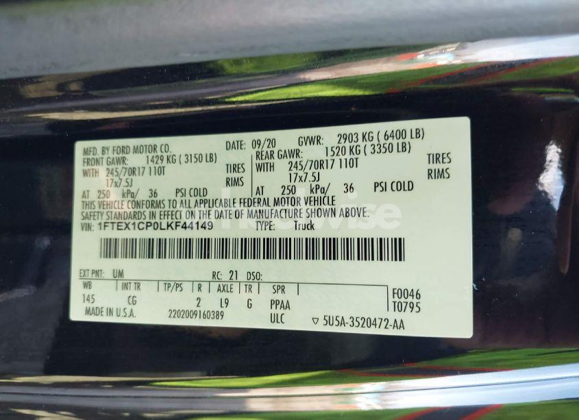 Photo 9 of 2020 Ford F-150 XL (VIN 1FTEX1CP0LKF44149)