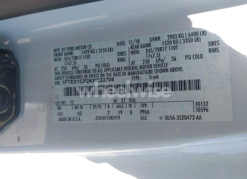 Photo 9 of 2019 Ford F-150 XLT (VIN 1FTEX1CP2KKC22708)