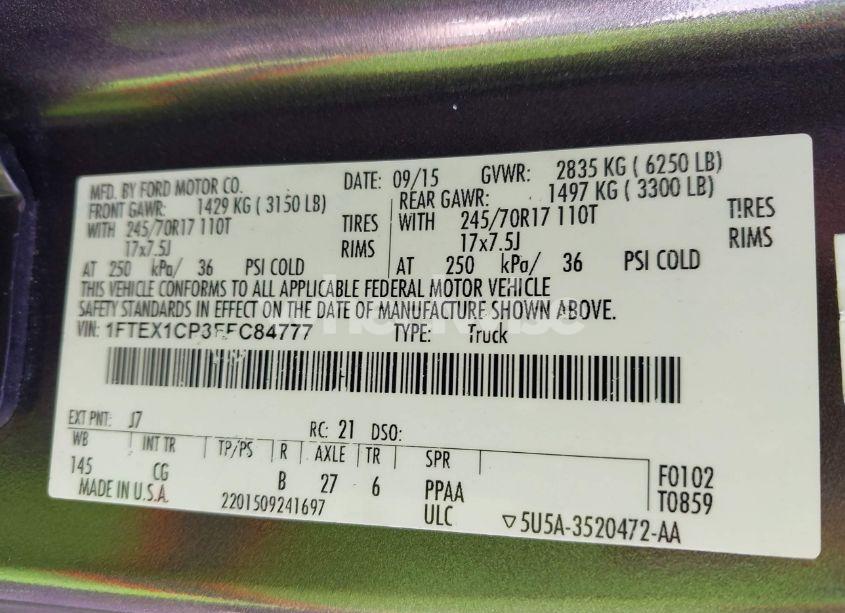 Photo 9 of 2015 Ford F-150 XL (VIN 1FTEX1CP3FFC84777)