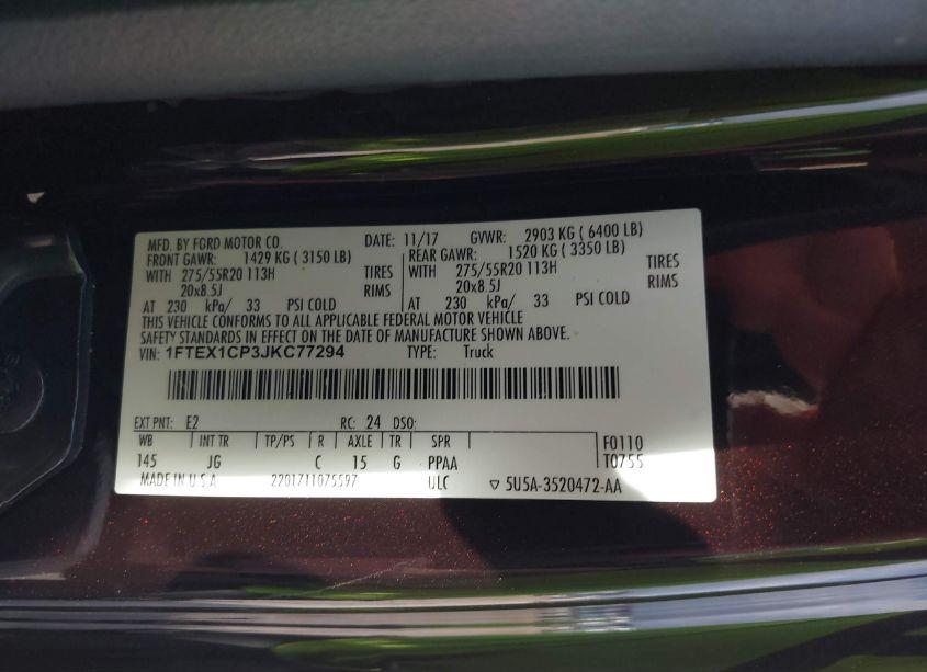 Photo 9 of 2018 Ford F-150 XL (VIN 1FTEX1CP3JKC77294)