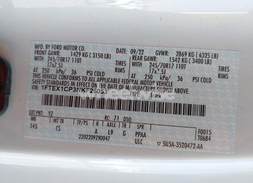 Photo 9 of 2022 Ford F-150 XL (VIN 1FTEX1CP3NKF26053)