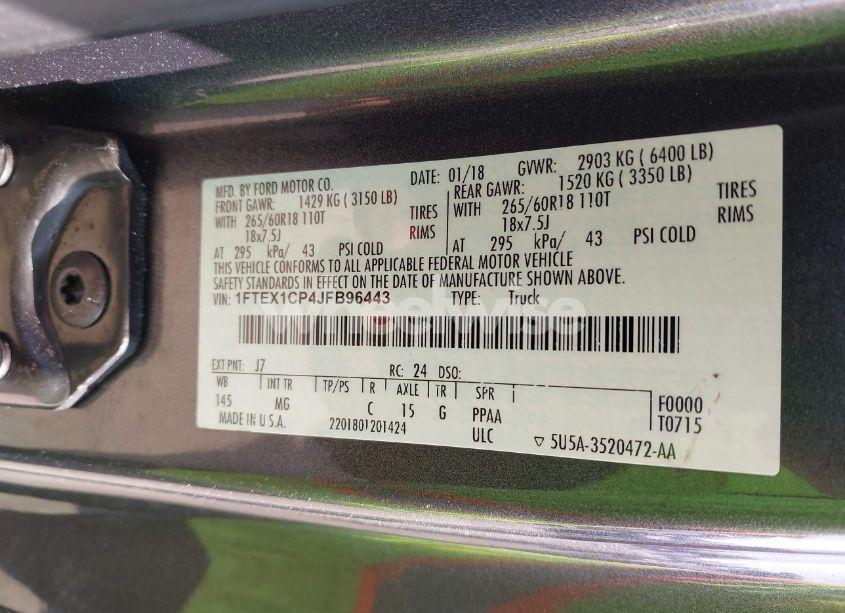 Photo 9 of 2018 Ford F-150 XLT (VIN 1FTEX1CP4JFB96443)