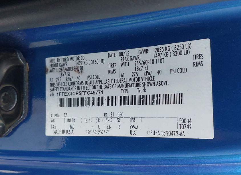 Photo 9 of 2015 Ford F-150 XLT (VIN 1FTEX1CP5FFC45771)