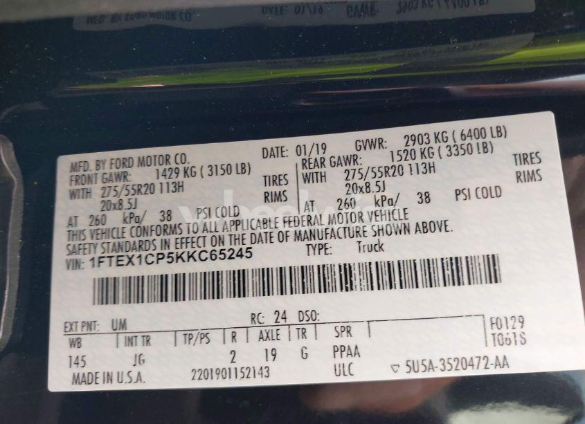 Photo 9 of 2019 Ford F-150 XL (VIN 1FTEX1CP5KKC65245)