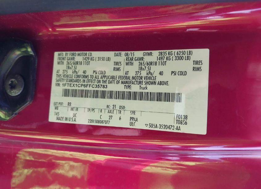 Photo 9 of 2015 Ford F-150 XLT (VIN 1FTEX1CP6FFC35783)