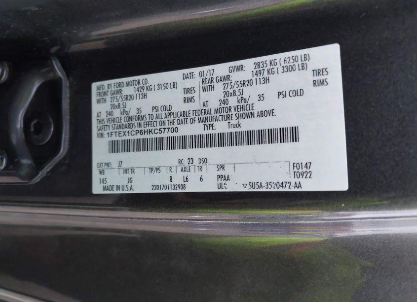 Photo 9 of 2017 Ford F-150 XL (VIN 1FTEX1CP6HKC57700)