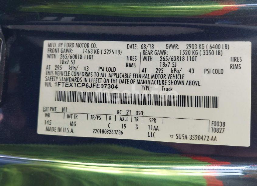 Photo 9 of 2018 Ford F-150 XLT (VIN 1FTEX1CP6JFE07304)